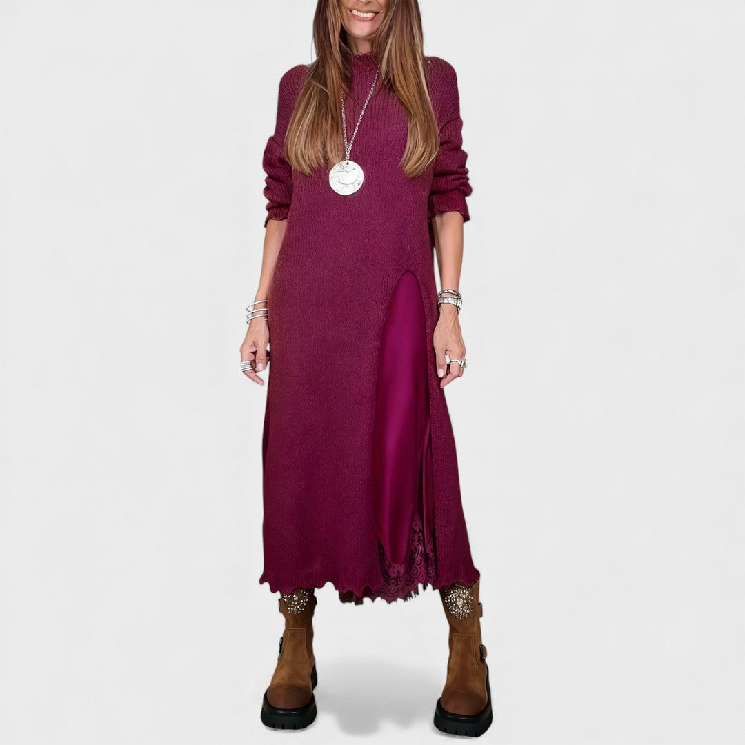 Abalyn - Vestido Midi Casual Estiloso