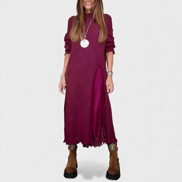 Abalyn - Vestido Midi Casual Estiloso