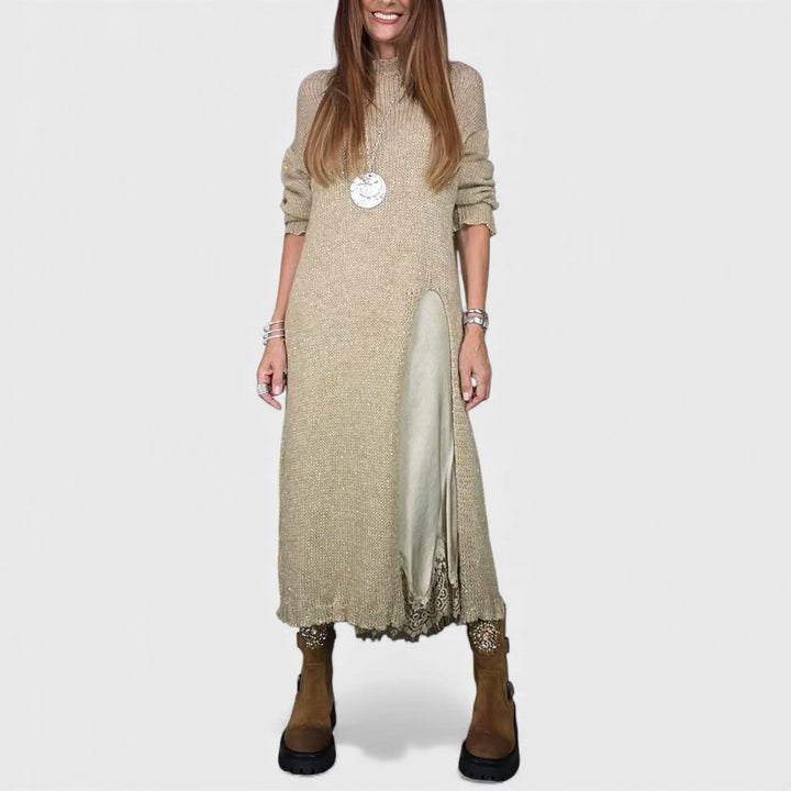 Abalyn - Vestido Midi Casual Estiloso