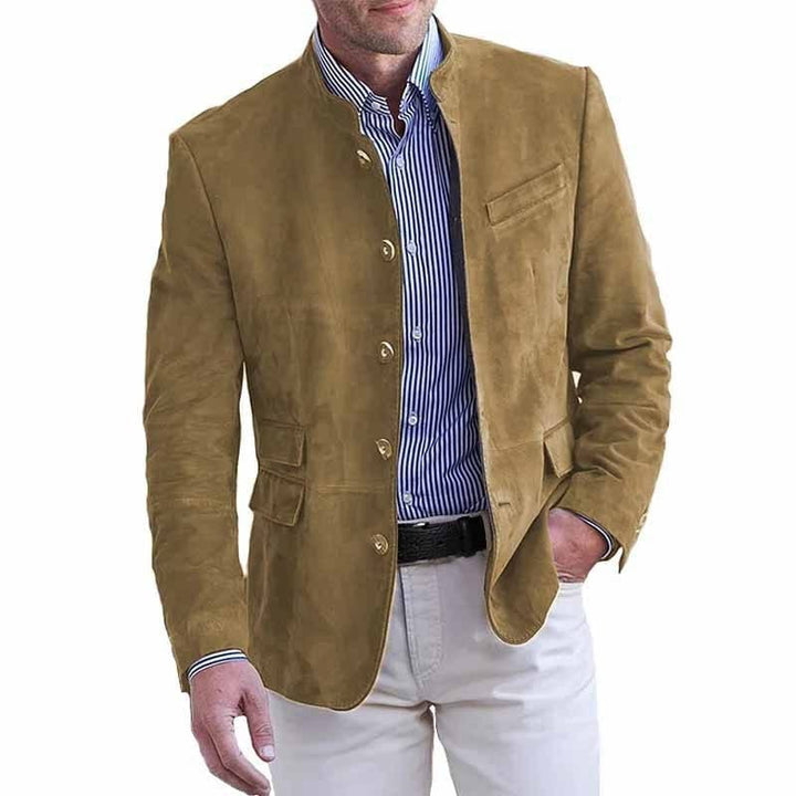 Tavrik - Blazer de cuello alto con textura suave al tacto