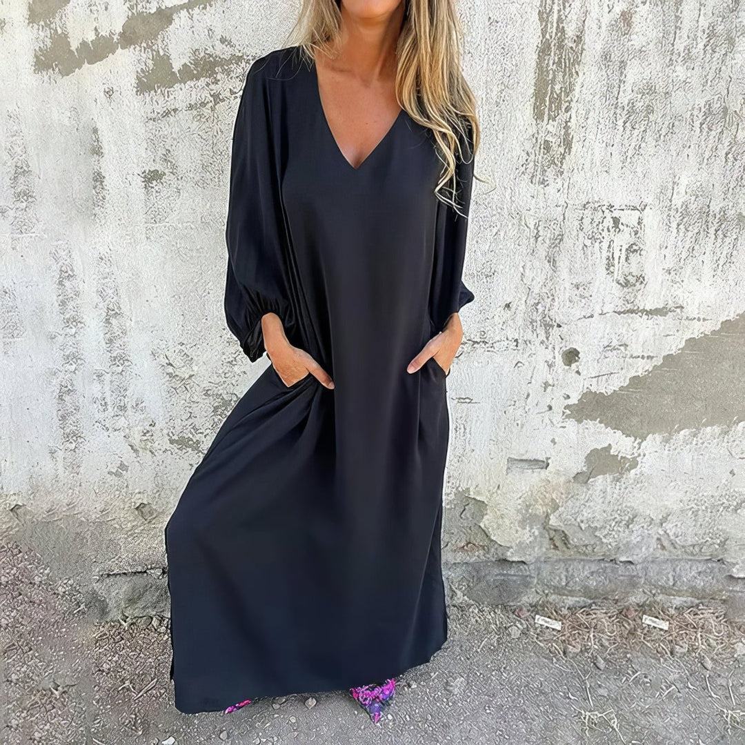 Sirelia - Vestido boho drapeado de tacto suave
