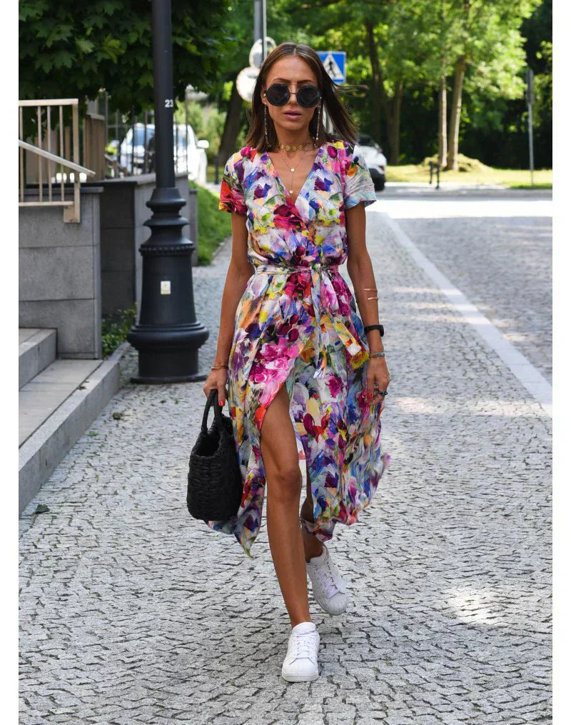 Zayvia - Vestido entallado con escote en V y tacto suave