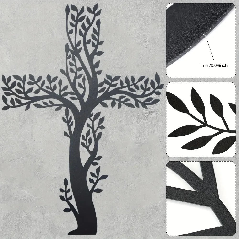 Tree Of Grace – Decoración de pared con cruz y árbol de metal
