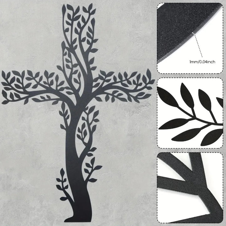 Tree Of Grace – Decoración de pared con cruz y árbol de metal