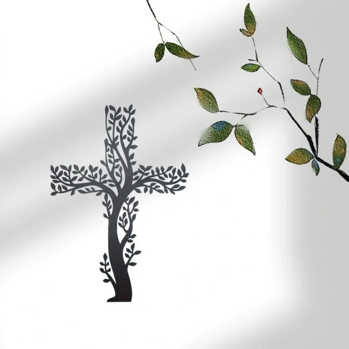 Tree Of Grace – Decoración de pared con cruz y árbol de metal