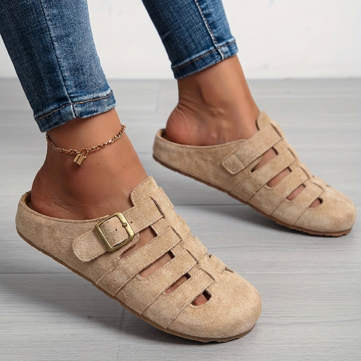 Elarae - Sandalias tipo mule de calce fácil y con soporte