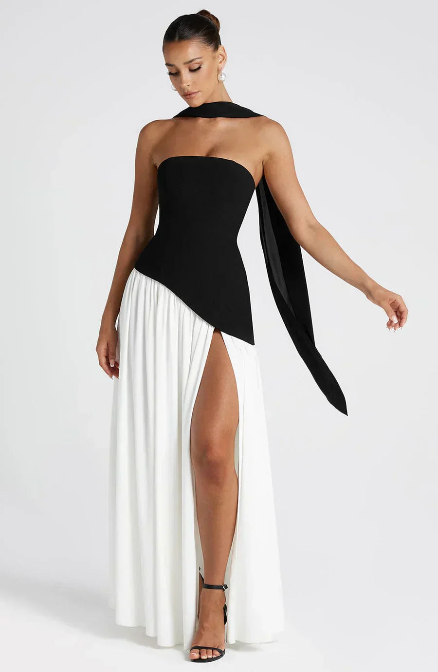 Rynellea - Vestido de noche elegante sin tirantes