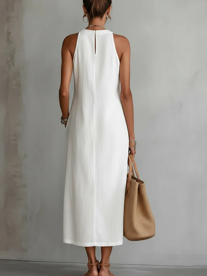 Caris - Vestido midi de lino fresco