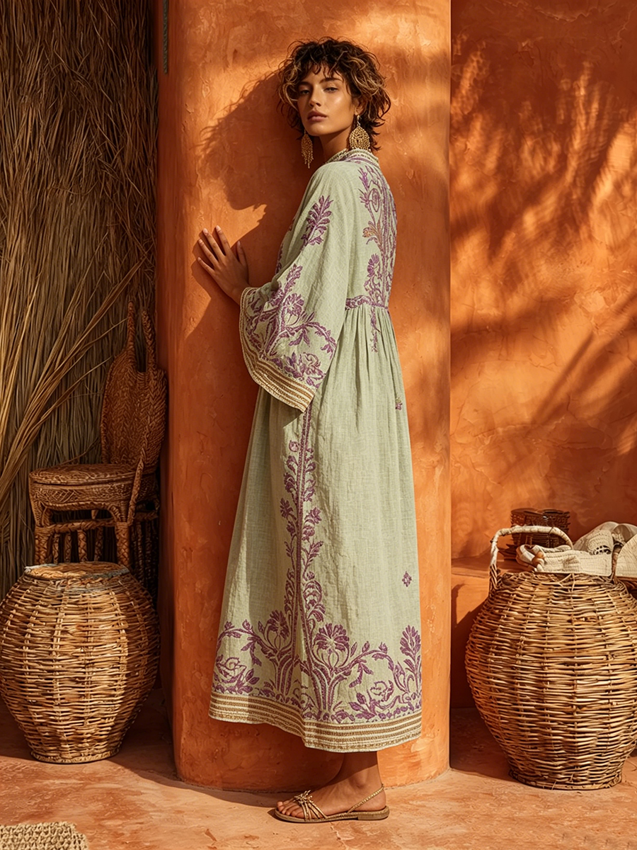 Nicole - Vestido maxi floral de tacto suave