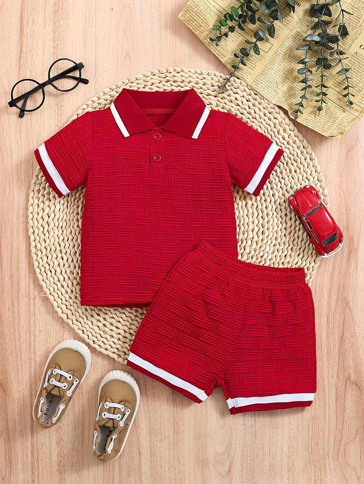 Basil - Conjunto de playera polo texturizada y shorts