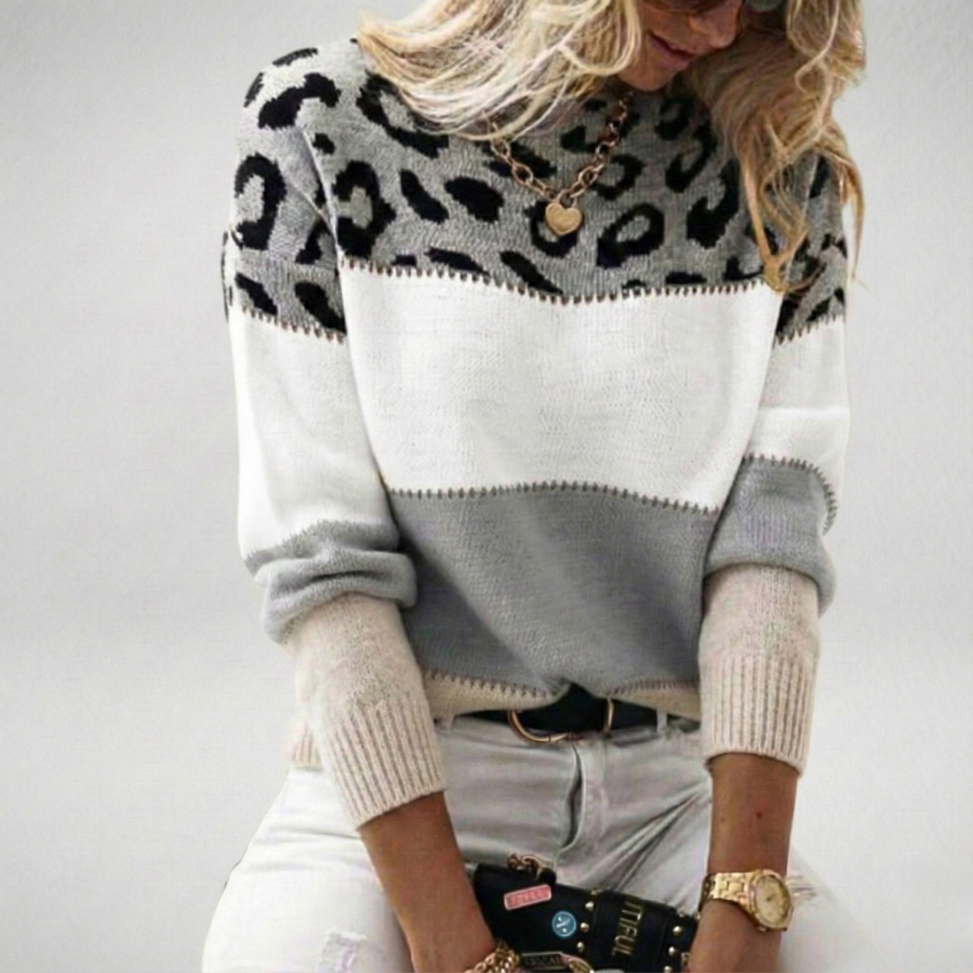 Arlaya - Suéter de tacto suave con estampado de leopardo