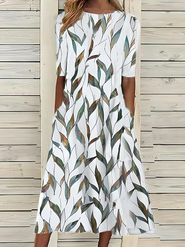 Xylara - Vestido midi floral de tacto suave