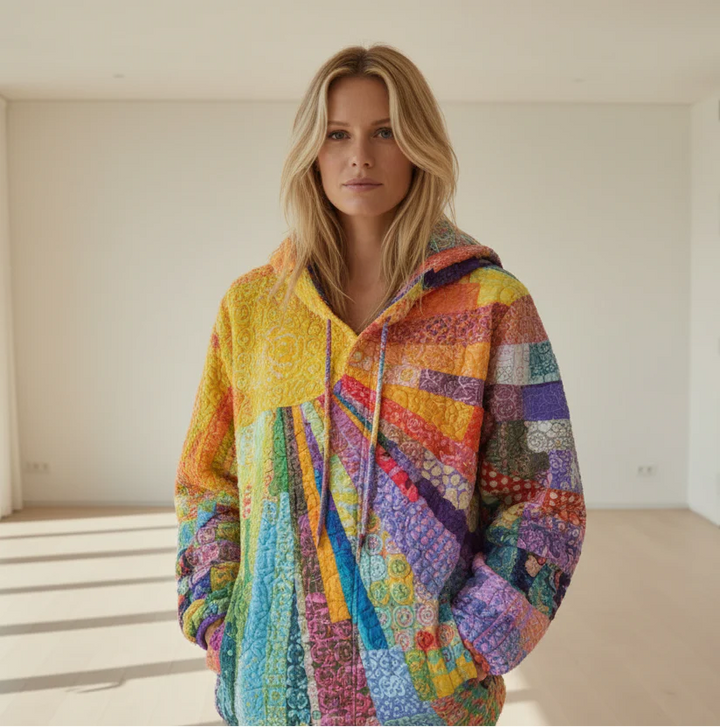 Sorienna - Sudadera de patchwork de tacto suave