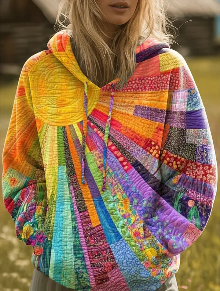 Sorienna - Sudadera de patchwork de tacto suave