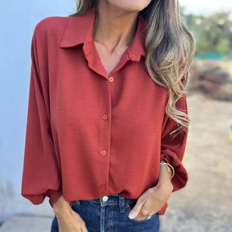 Anthea - Camisa de mangas abullonadas de tacto suave