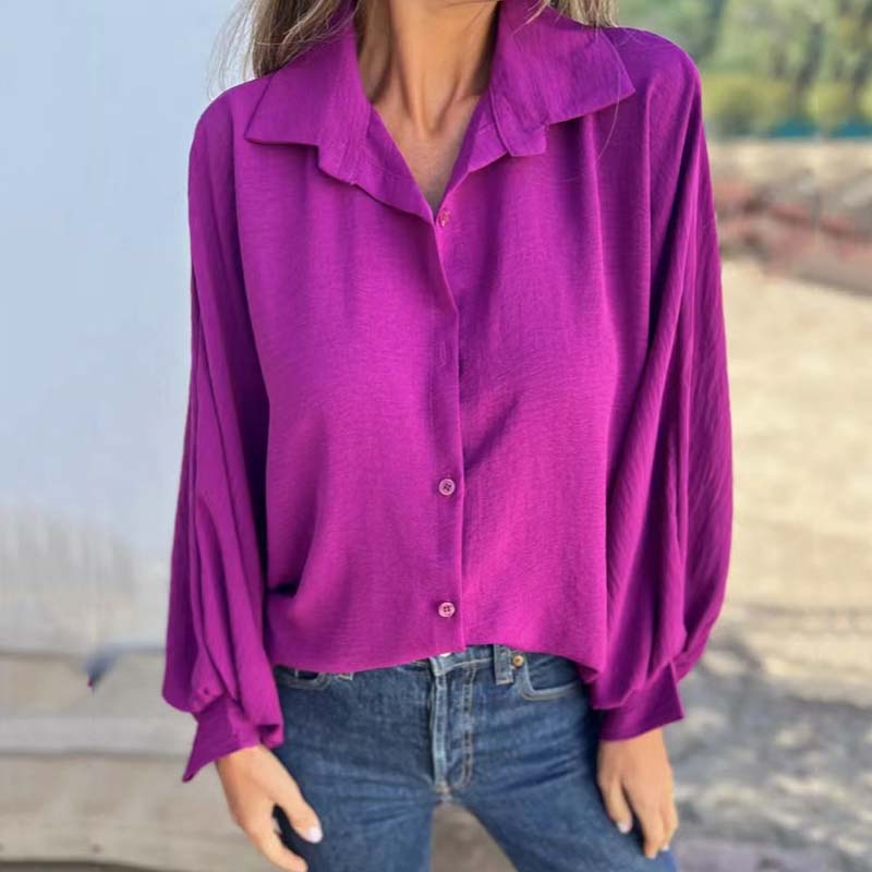 Anthea - Camisa de mangas abullonadas de tacto suave