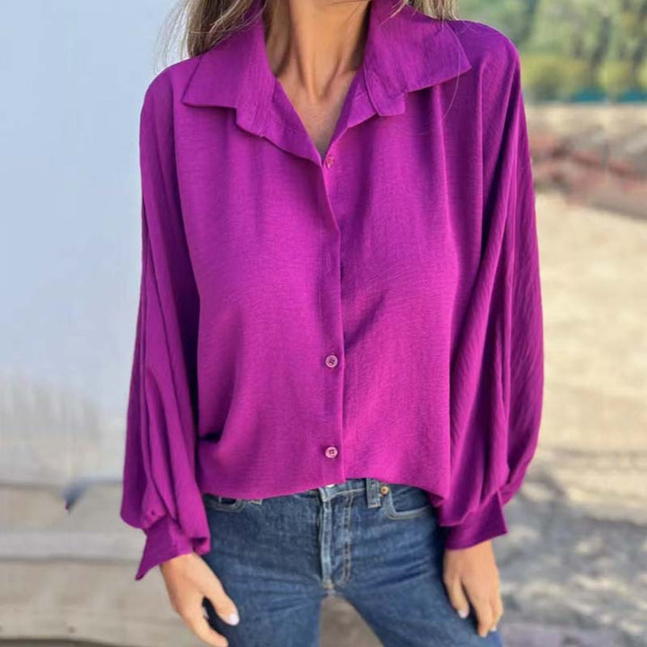 Anthea - Camisa de mangas abullonadas de tacto suave