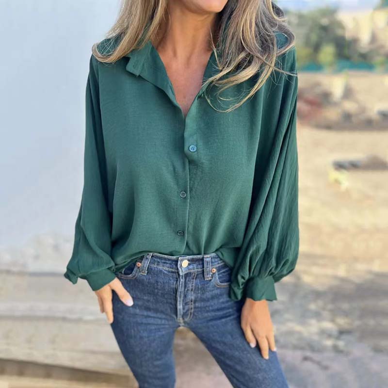 Anthea - Camisa de mangas abullonadas de tacto suave