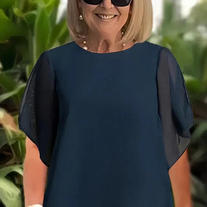 Noretta - Conjunto drapeado con pantalón de pierna ancha