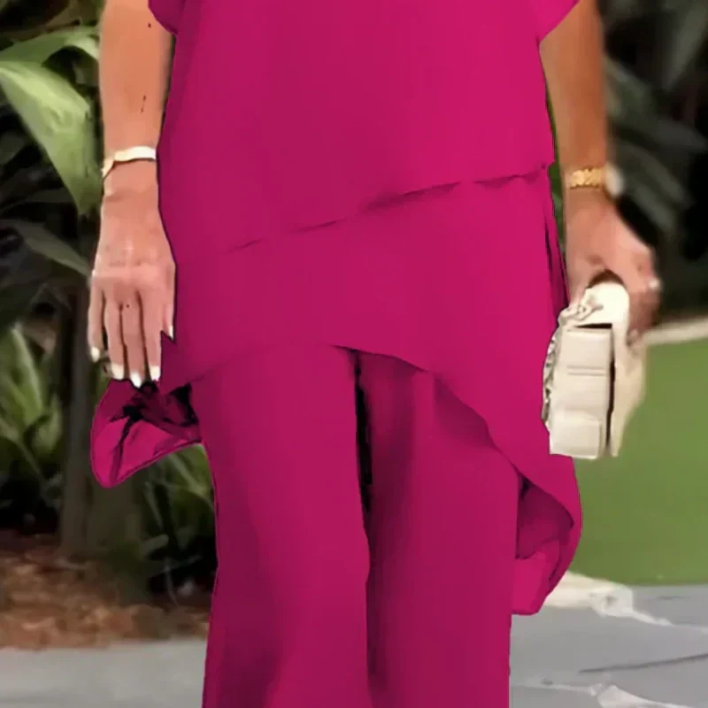 Noretta - Conjunto drapeado con pantalón de pierna ancha