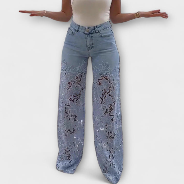 Elenai - Jeans premium con parche de encaje