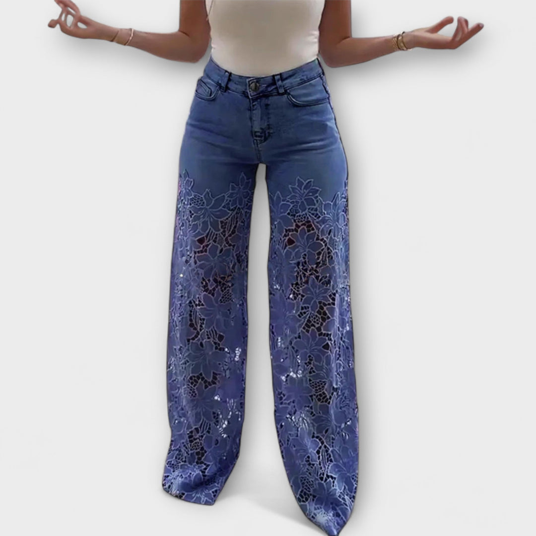 Elenai - Jeans premium con parche de encaje