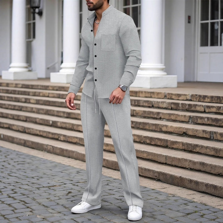 Blake - Conjunto de camiseta de tejido waffle texturizado y pantalón