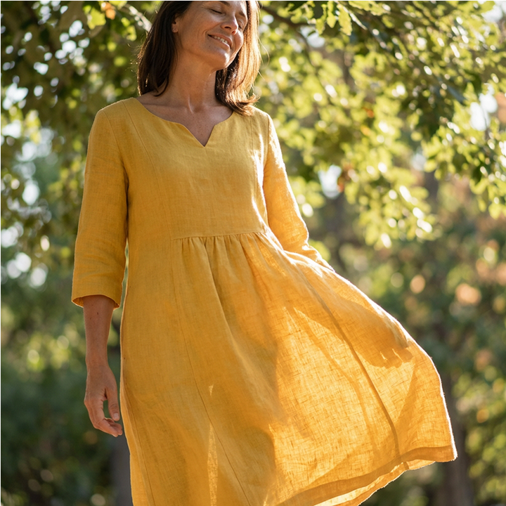 Avenille - Vestido midi con escote en V y tacto suave