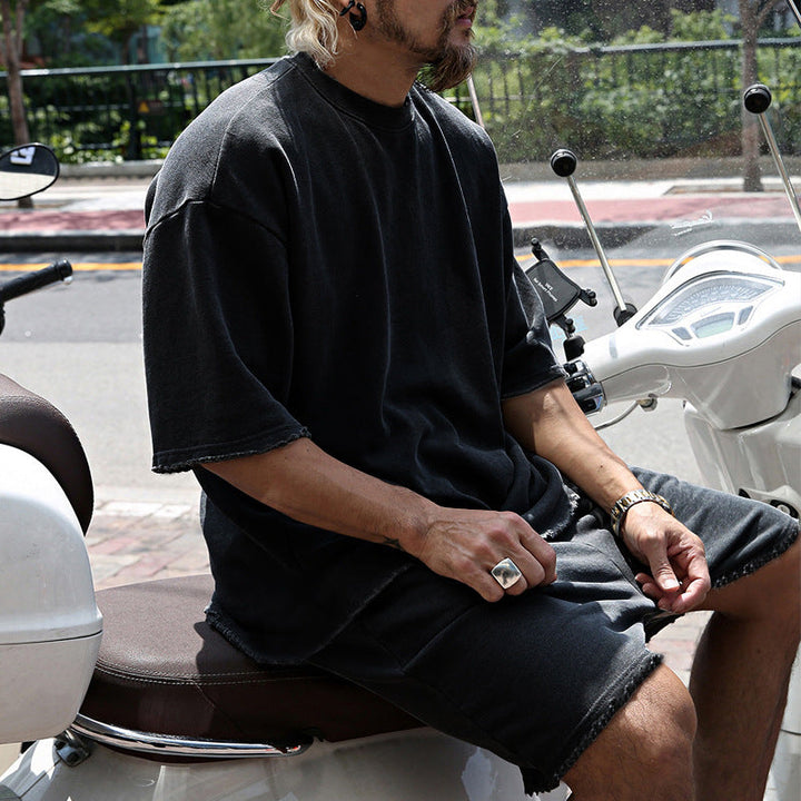 Eamon - Conjunto casual de playera oversize y shorts