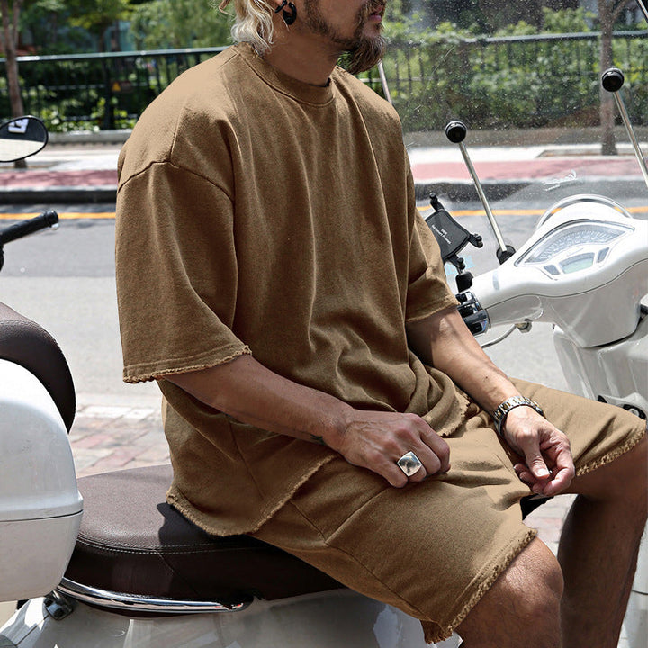 Eamon - Conjunto casual de playera oversize y shorts