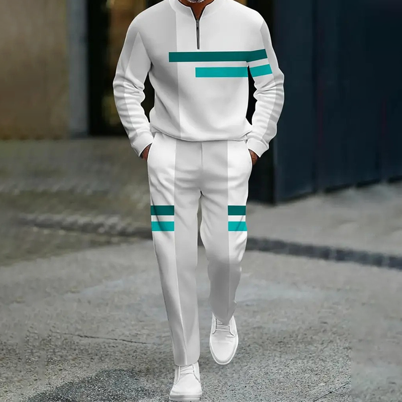 Ganor - Conjunto de sudadera de cuello con cierre, corte moderno