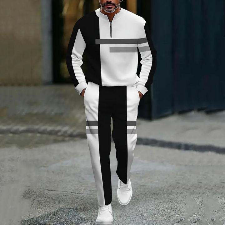 Ganor - Conjunto de sudadera de cuello con cierre, corte moderno