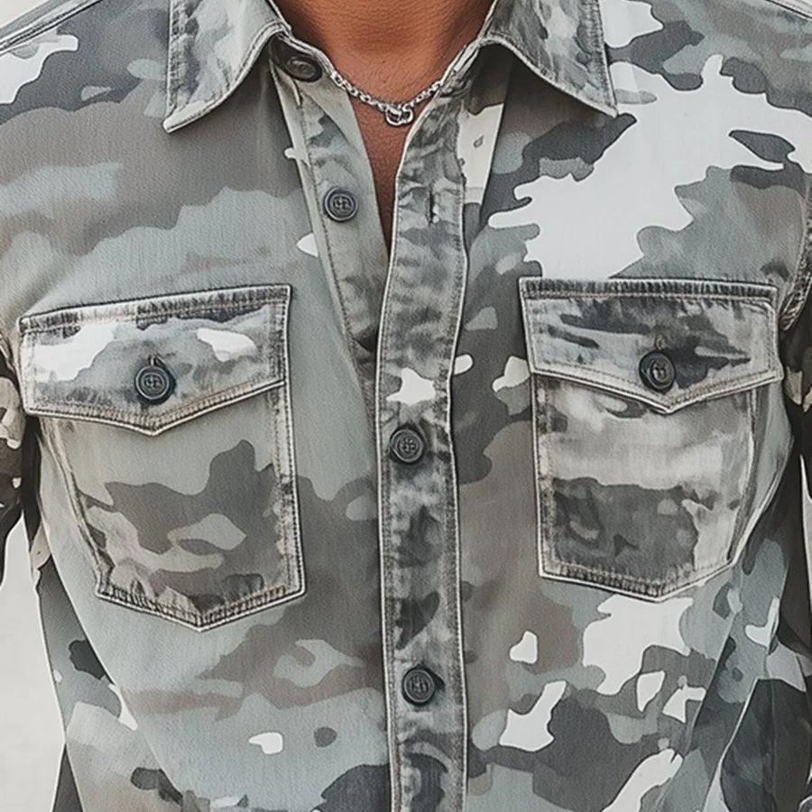 Cassiel - Camisa camuflada de tacto suave
