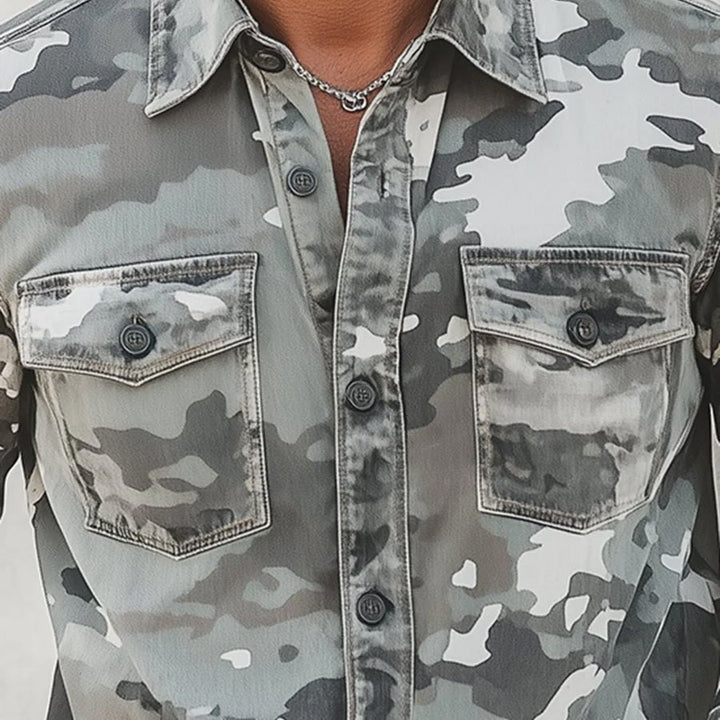 Cassiel - Camisa camuflada de tacto suave
