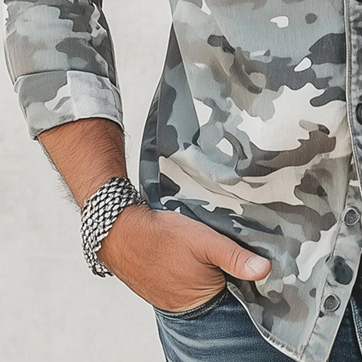 Cassiel - Camisa camuflada de tacto suave
