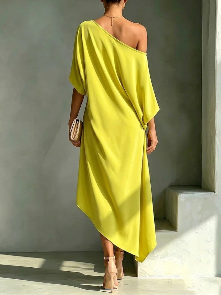 Andrea - Vestido midi asimétrico de un solo hombro