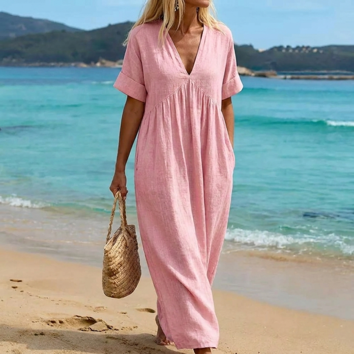 Paige - Maxivestido de lino, suave al tacto