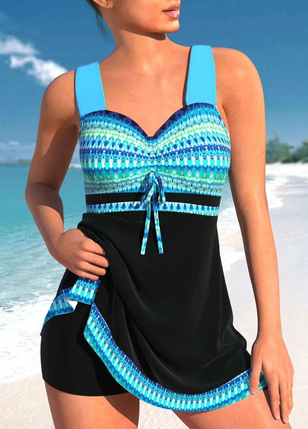 Blossom - Conjunto de traje de baño y shorts con estampado marino