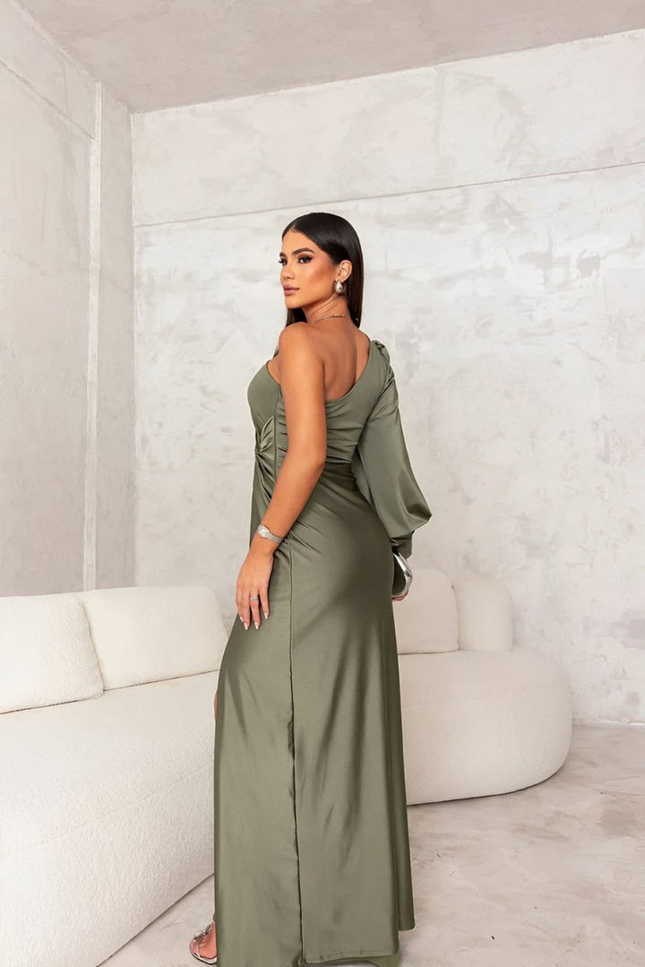 Xiomara - Vestido maxi de un hombro de tacto suave