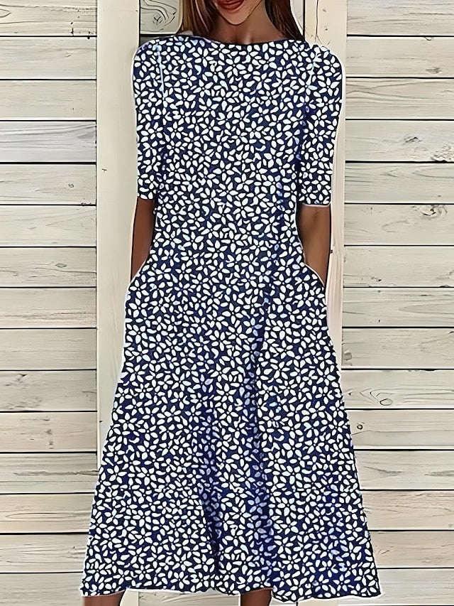 Xylara - Vestido midi floral de tacto suave